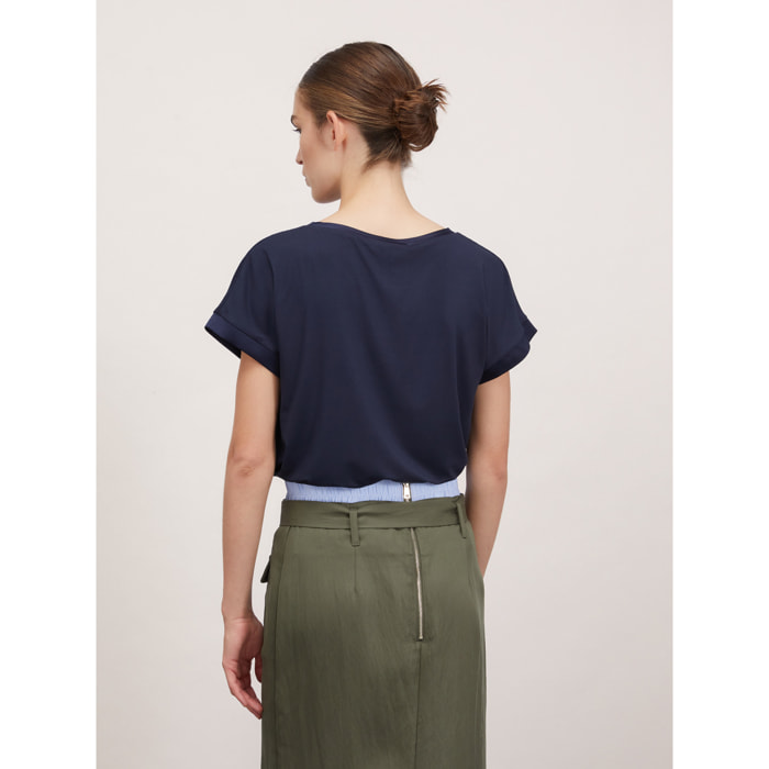Motivi - Camiseta bimaterial - Azul