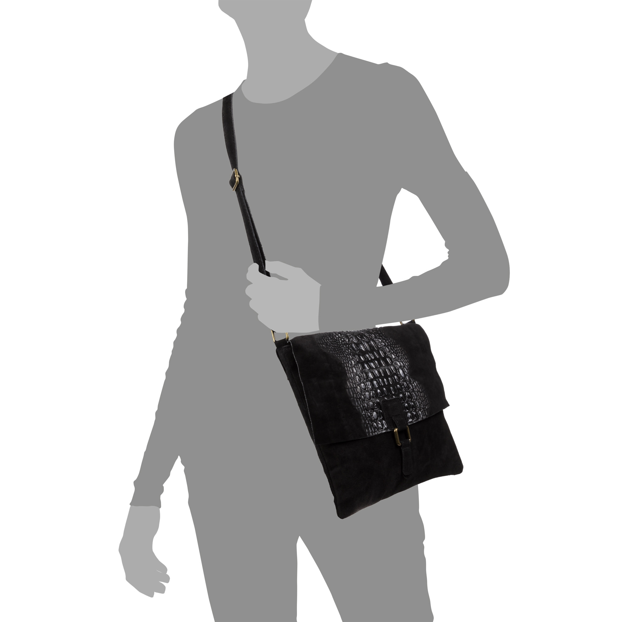 Daniela Borsa a tracolla Donna.Pelle autentica Camoscio Incisione Coccodrillo