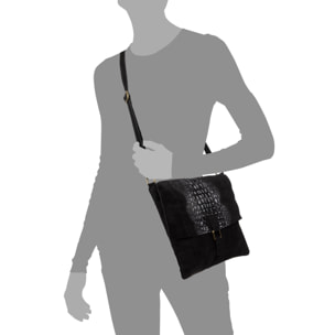 Daniela Borsa a tracolla Donna.Pelle autentica Camoscio Incisione Coccodrillo