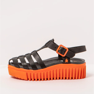 Sandalia de cuña 1575 NAPPA BLACK-ORANGE/BRIGHTON color Black-orange