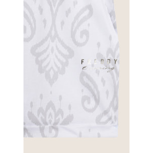 Tuta corta floreale in jersey con top a canotta