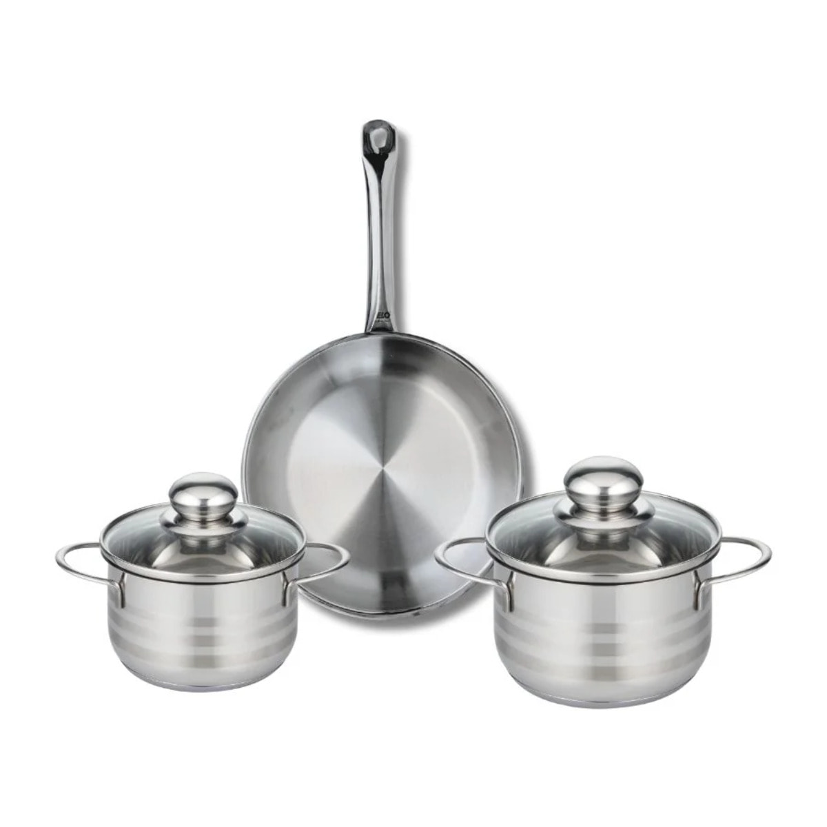 Ensemble de 1 Poêle de cuisson 24 cm et 2 faitouts 14 et 16 cm Elo Profi Brillant