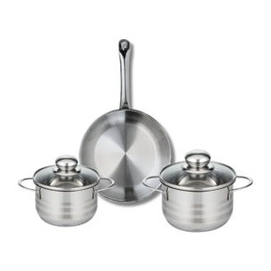Ensemble de 1 Poêle de cuisson 24 cm et 2 faitouts 14 et 16 cm Elo Profi Brillant