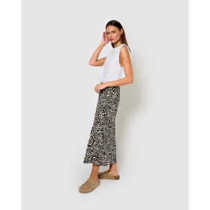 Falda midi bambula detalles plisados aria negro