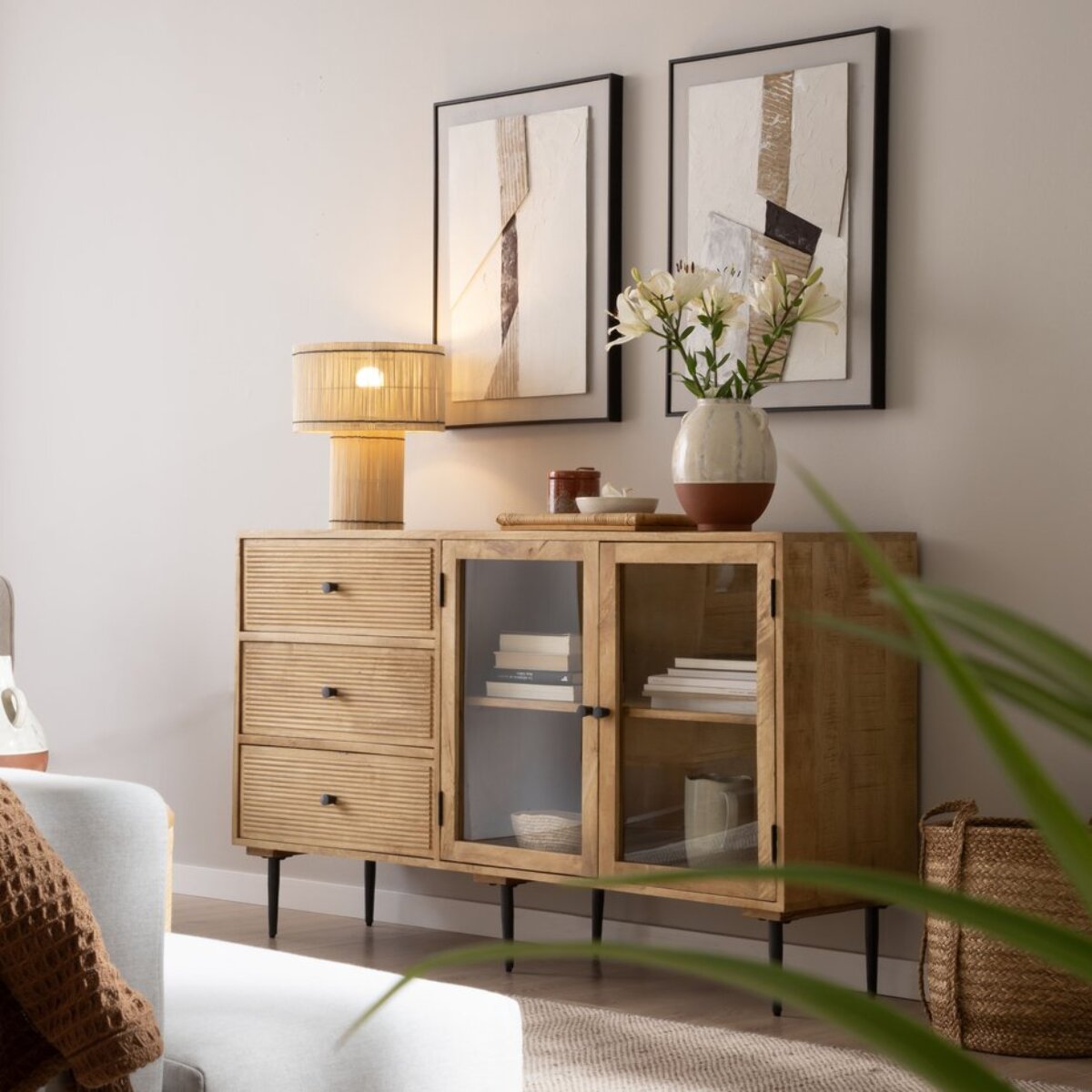 Buffet Boreal -bois massif de manguier-couleur bahamas naturelles 150 x 85 x 40 cm