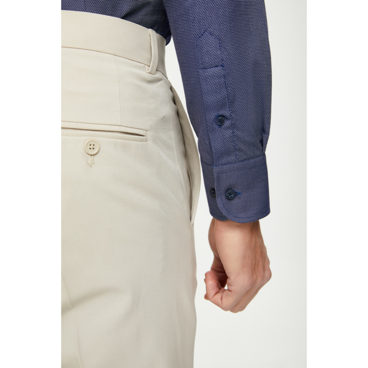 Camicia Uomo 1 Bottone Francese Slim Jacquard Fantasia Blu