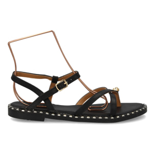 Sandalia plana mujer elegante verano con tachuelas
