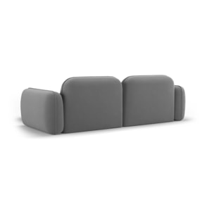 Canapé d'angle droit modulable "Lucien" 3 places en velours gris clair