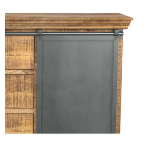 Buffet en bois 3 tiroirs 2 portes coulissantes en métal - Tabuk