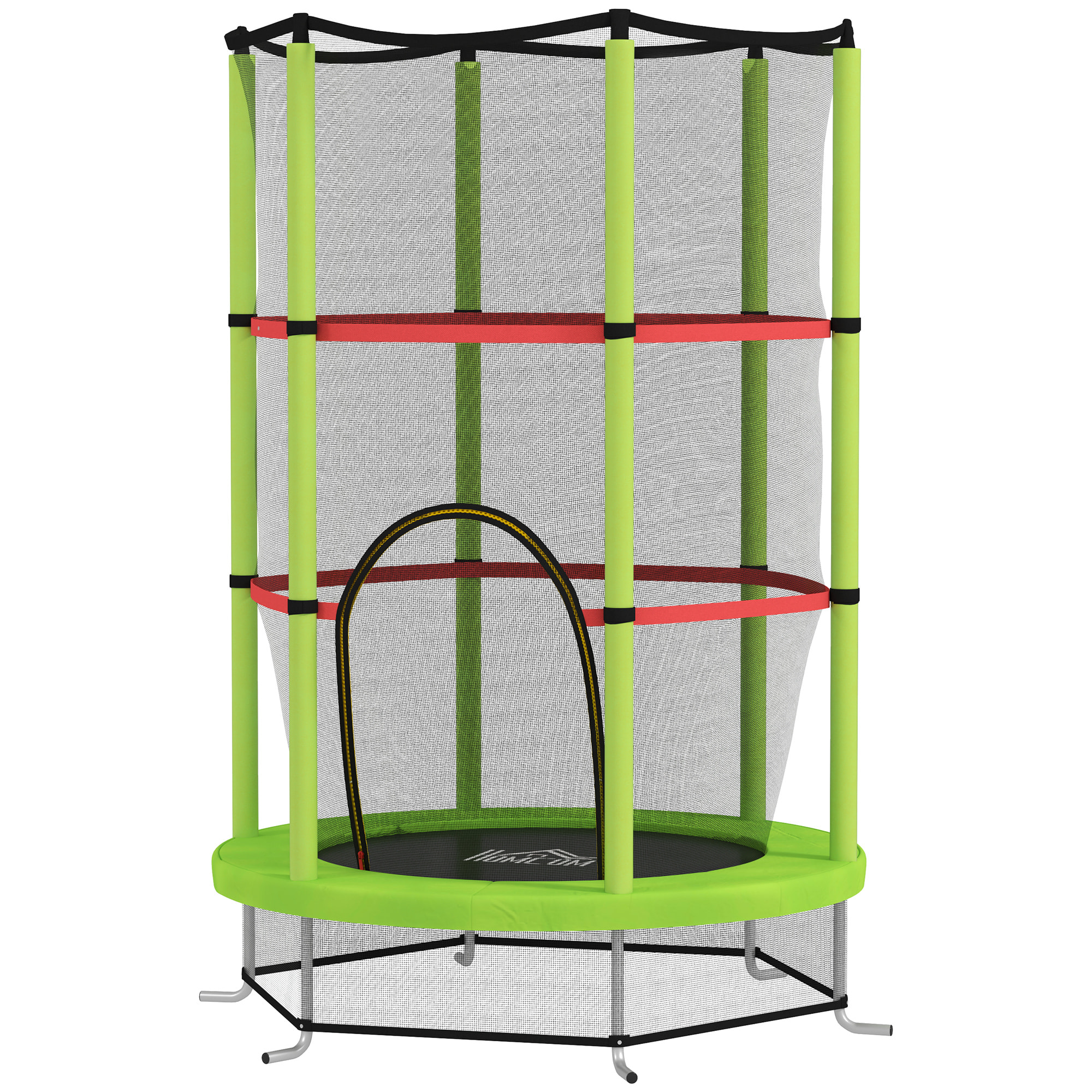 Trampoline enfant Ø140 cm max. 45 Kg - filet sécurité, porte zippée, 6 poteaux rembourrés - vert