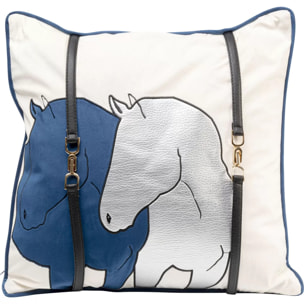 Coussin duo chevaux bleu Kare Design