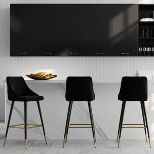 Lot de 2 chaises de bar 77.5 cm en velours noir - Aristote