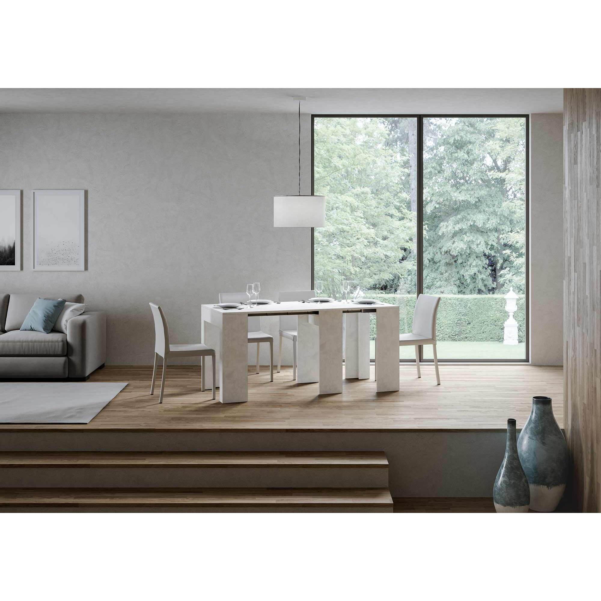 Consolle allungabile 78x47/299 cm Allin Bianco Spatolato allunghe interne