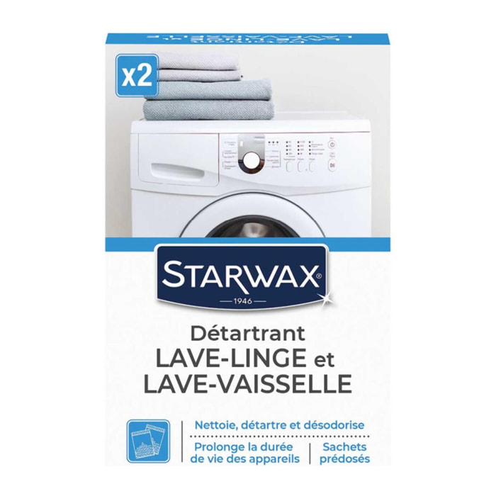Pack de 2 - Starwax - Nettoyant Detartrant Lave Linge - Lave Vaisselle 2X75Gr