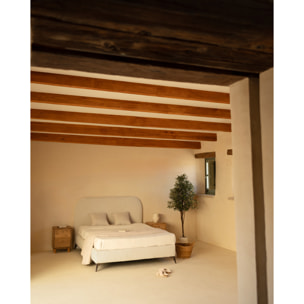 Lit rembourré en boculé gris clair pour les matelas en différentes tailles