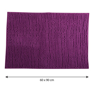 Alfombra de baño MSV "Chenille" de microfibra en color morado 60 x 90 cm