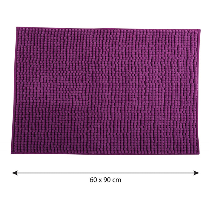 Alfombra de baño MSV "Chenille" de microfibra en color morado 60 x 90 cm