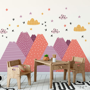 Stickers muraux enfants - Décoration chambre bébé - Autocollant Sticker mural géant enfant montagnes scandinaves JUMANKA