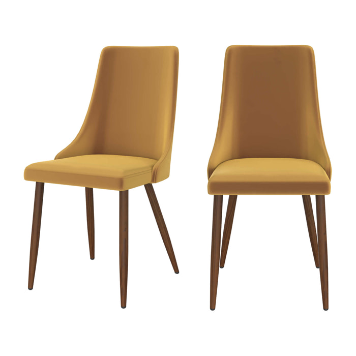 Lot de 2 chaises en velours jaune moutarde - Vinni