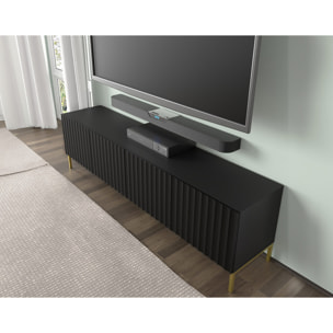 Lara - meuble tv - pieds dorés - 200 cm - Noir