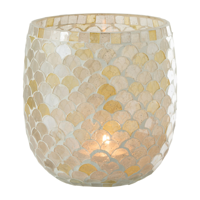 J-Line photophore Mosaique - verre - blanc/jaune clair - large