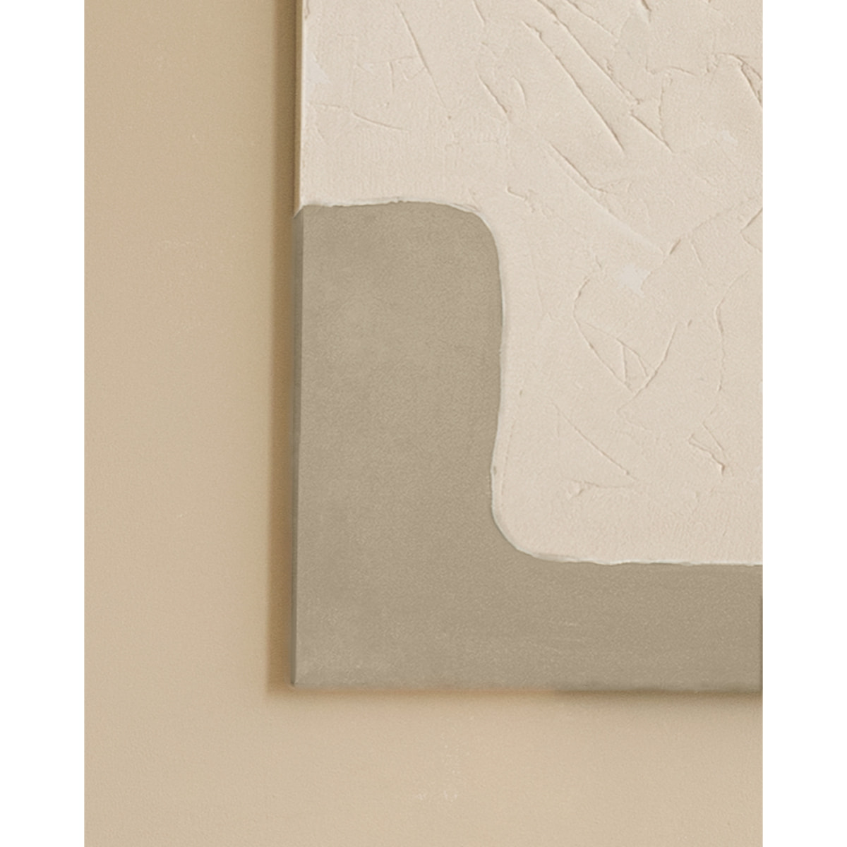 Tableau blanc e beige décoratif sur coton avec cadre en bois peint à la main à la peinture à l'huile en différentes tailles