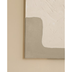 Tableau blanc e beige décoratif sur coton avec cadre en bois peint à la main à la peinture à l'huile en différentes tailles
