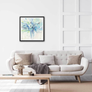 Affiche Aquarelle bouquet bleu Affiche sous cadre noir