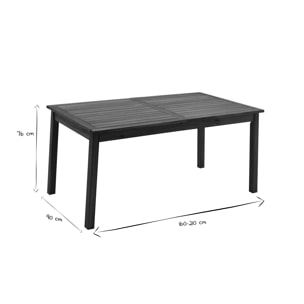 Table de jardin extensible rallonges intégrées en bois massif L160-210 cm MAYEL