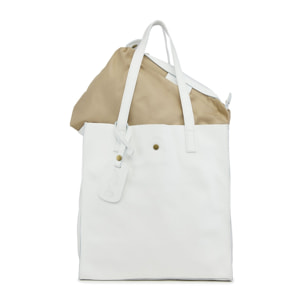 Borse Donna colore Bianco-in pelle Made in Italy 33x38x15cm