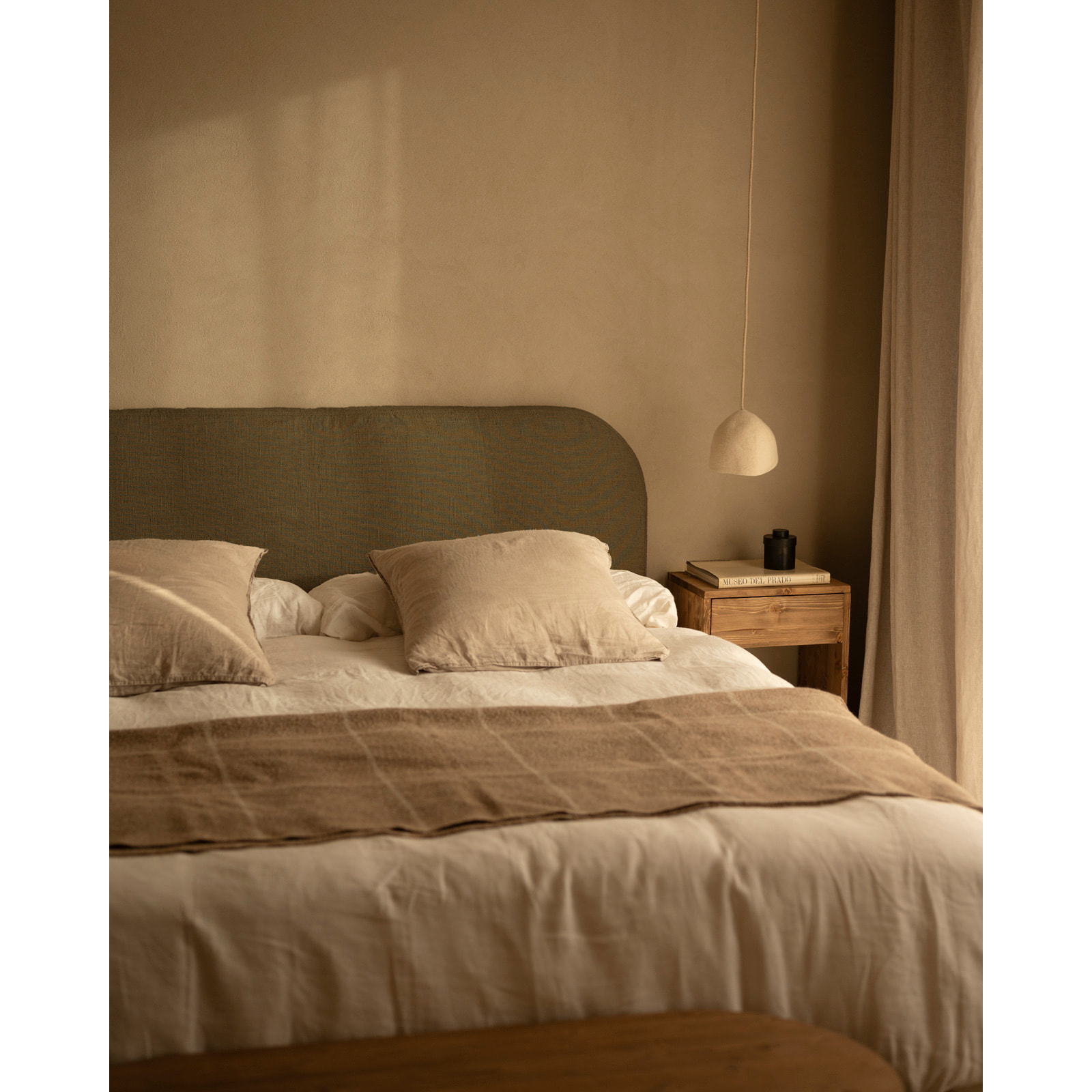 Tête de lit déhoussable en lin vert en différentes tailles