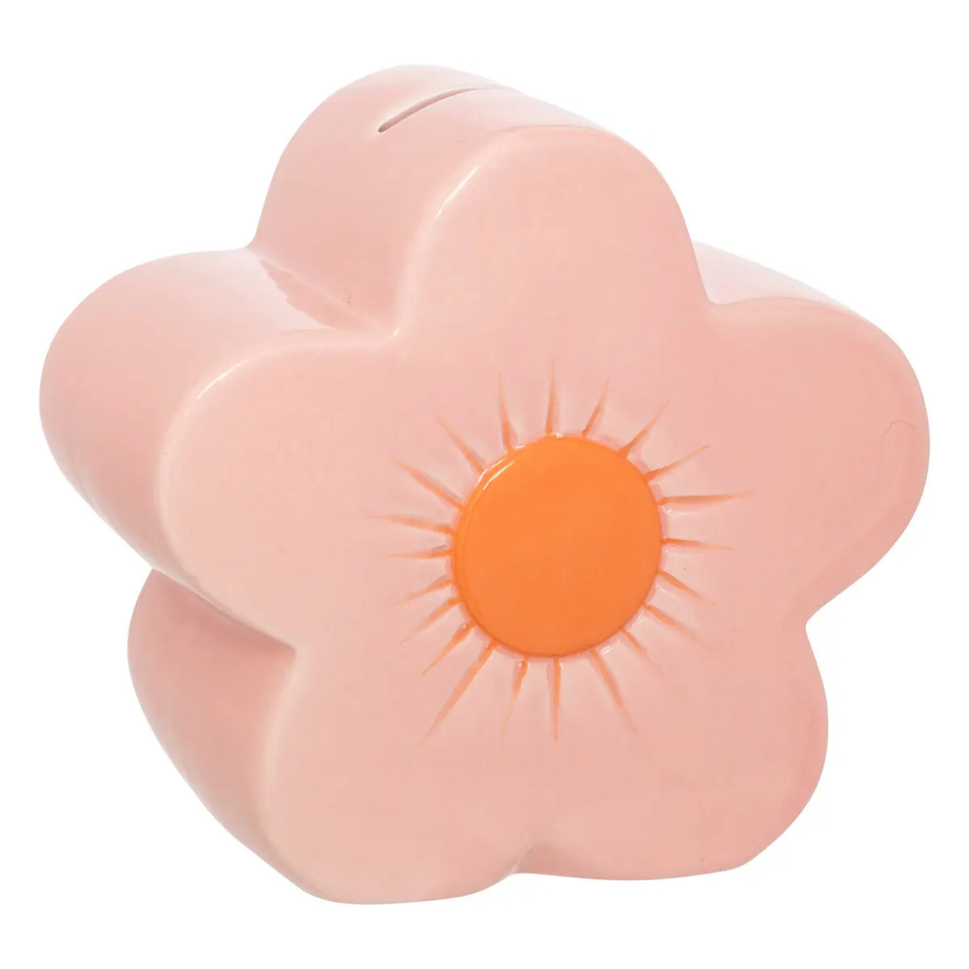 Tirelire fleur 13x 7,5x13cm céramique rose