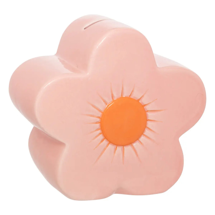Tirelire fleur 13x 7,5x13cm céramique rose