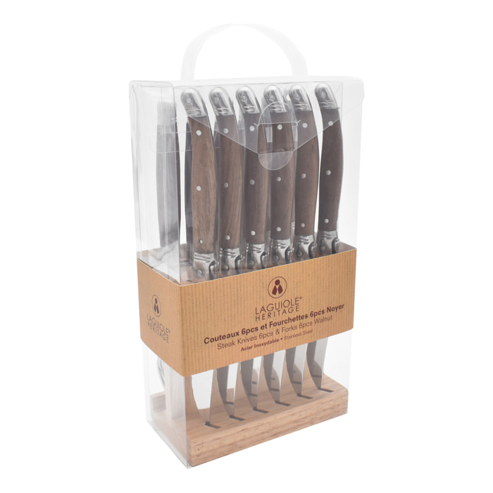 Set de couteaux et fourchettes manche bois de noyer 12pcs