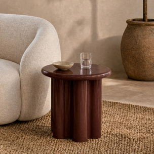 Table d'appoint laquée rouge lie de vin, D50 cm - Olya
