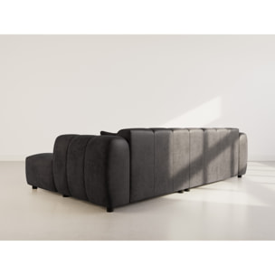 Curtis - canapé d'angle droit 4 places en simili - Noir