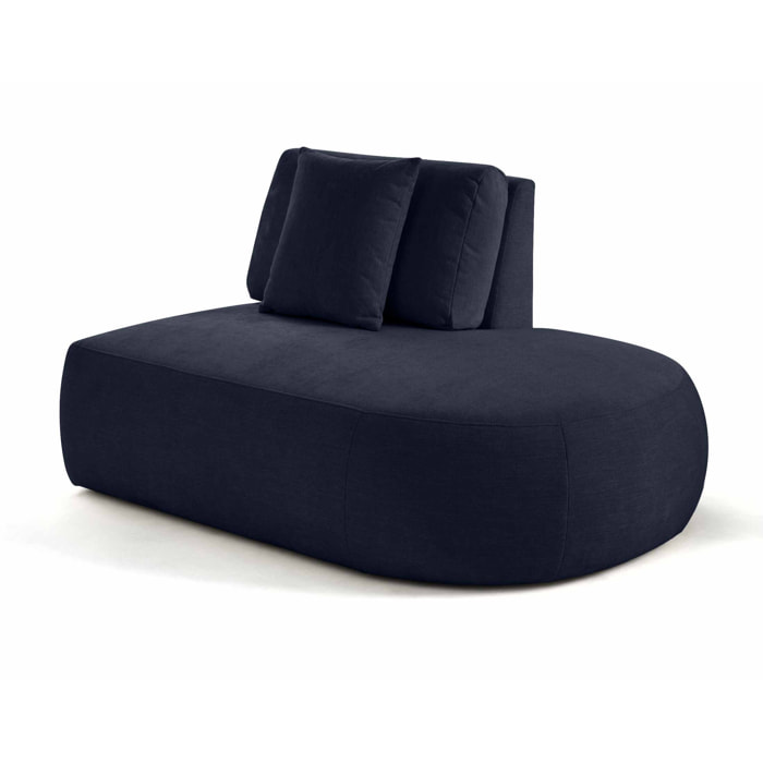 Santorini - module d'assise droit - en tissu texturé - Bleu marine