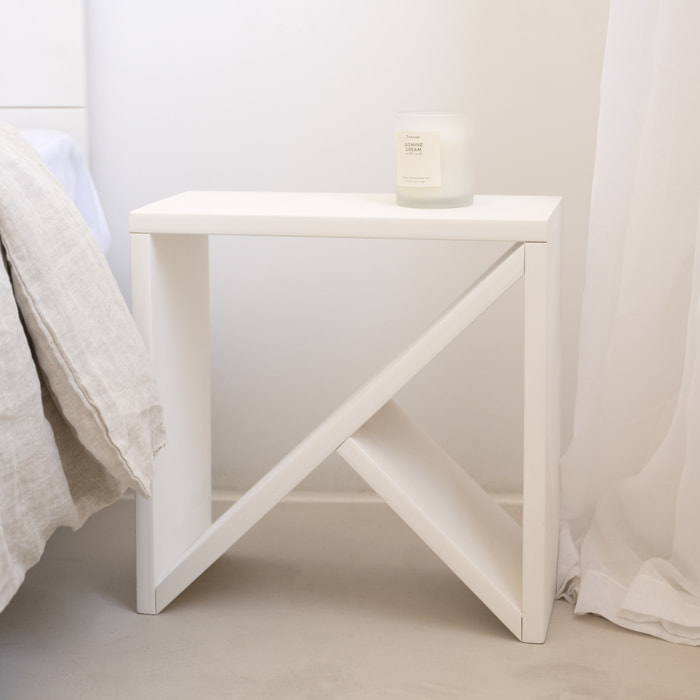 Pack 2 tables en bois massif blanc en différentes tailles