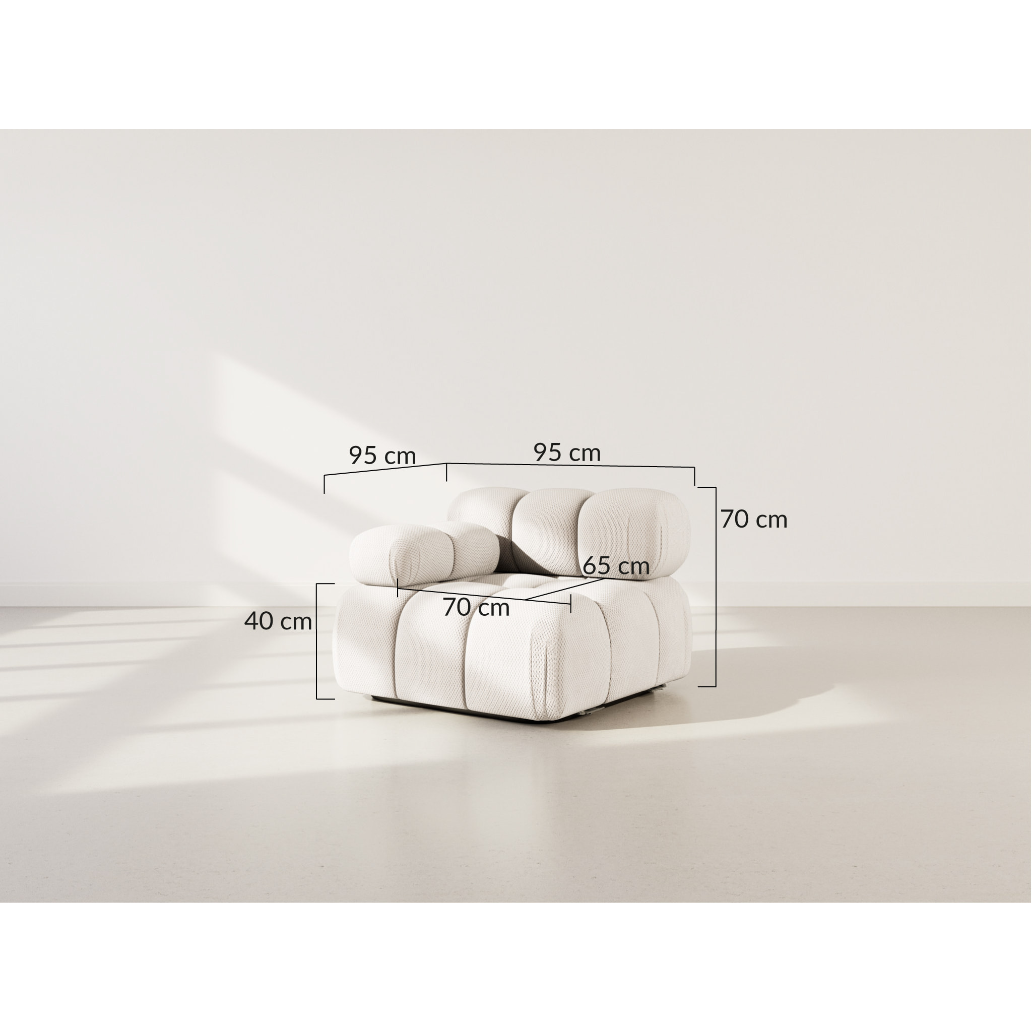 Ruby - module d'assise gauche en velours texturé - Beige