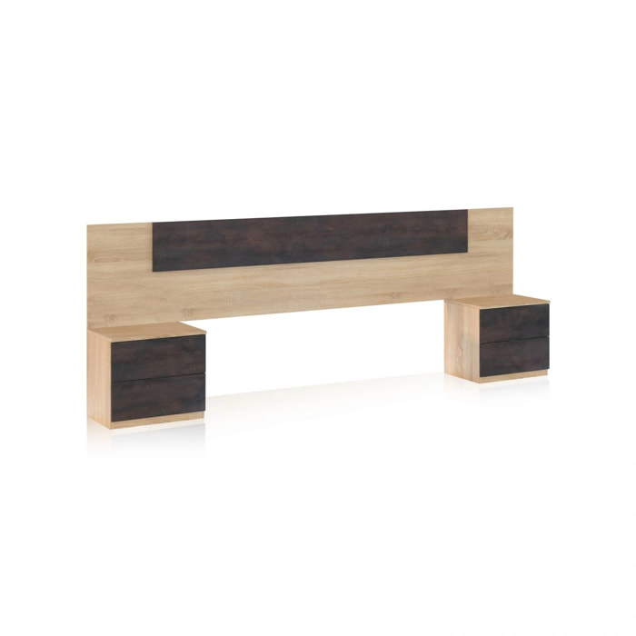 Cabecero con mesitas Akari Roble Canadian - Óxido