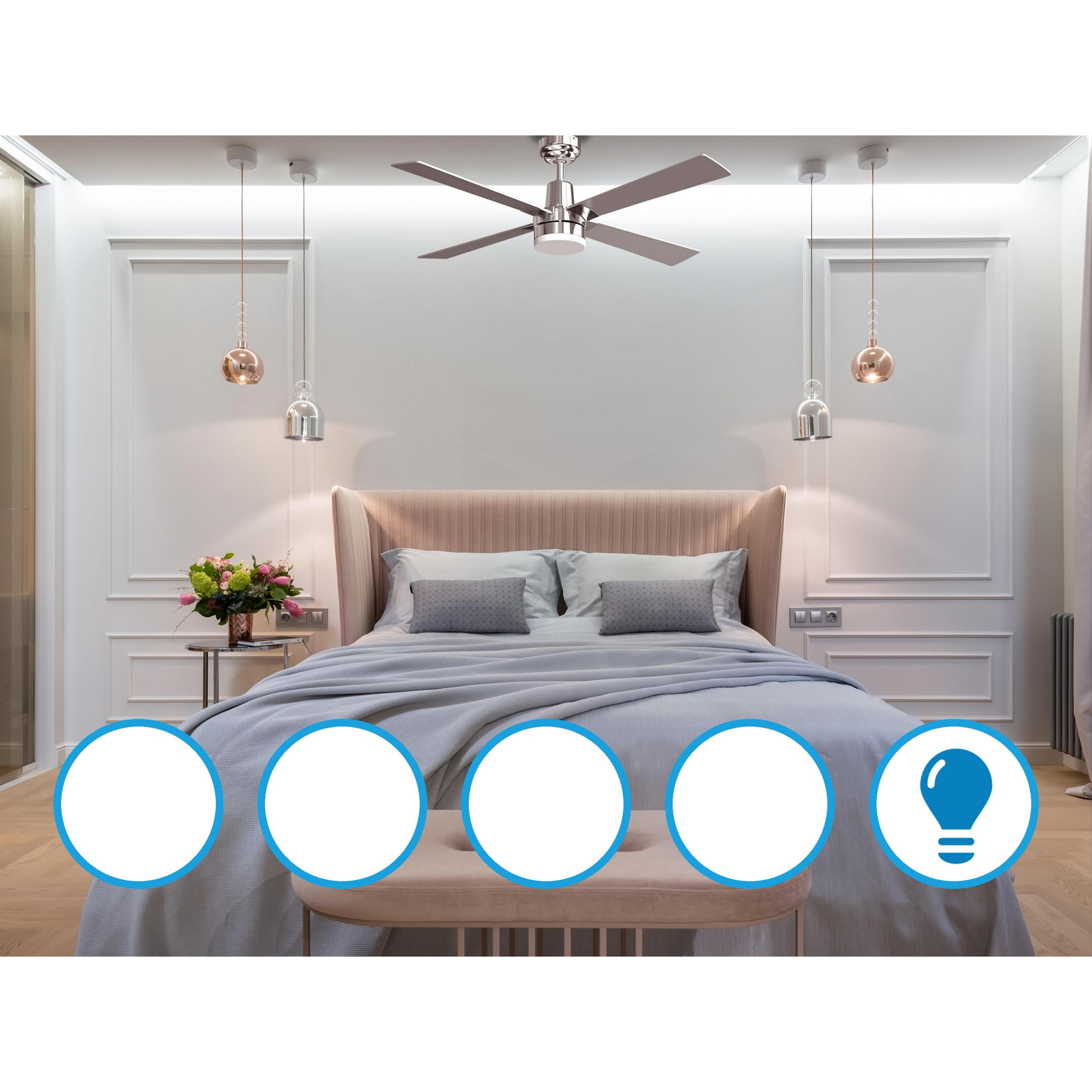 Ventilador de Techo ø122 cm con LED y Wifi Reversible Hypersilence ELECTRON KLASSFAN