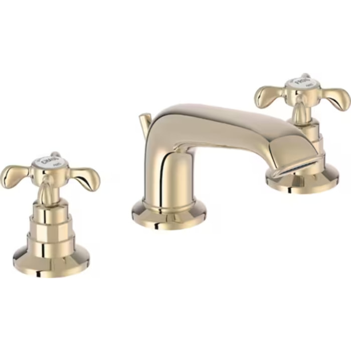 Mitigeur lavabo 3 trous rétro Cleo poignées à croisillon or beige