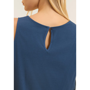 Canotta Svasata con Ricamo Floreale