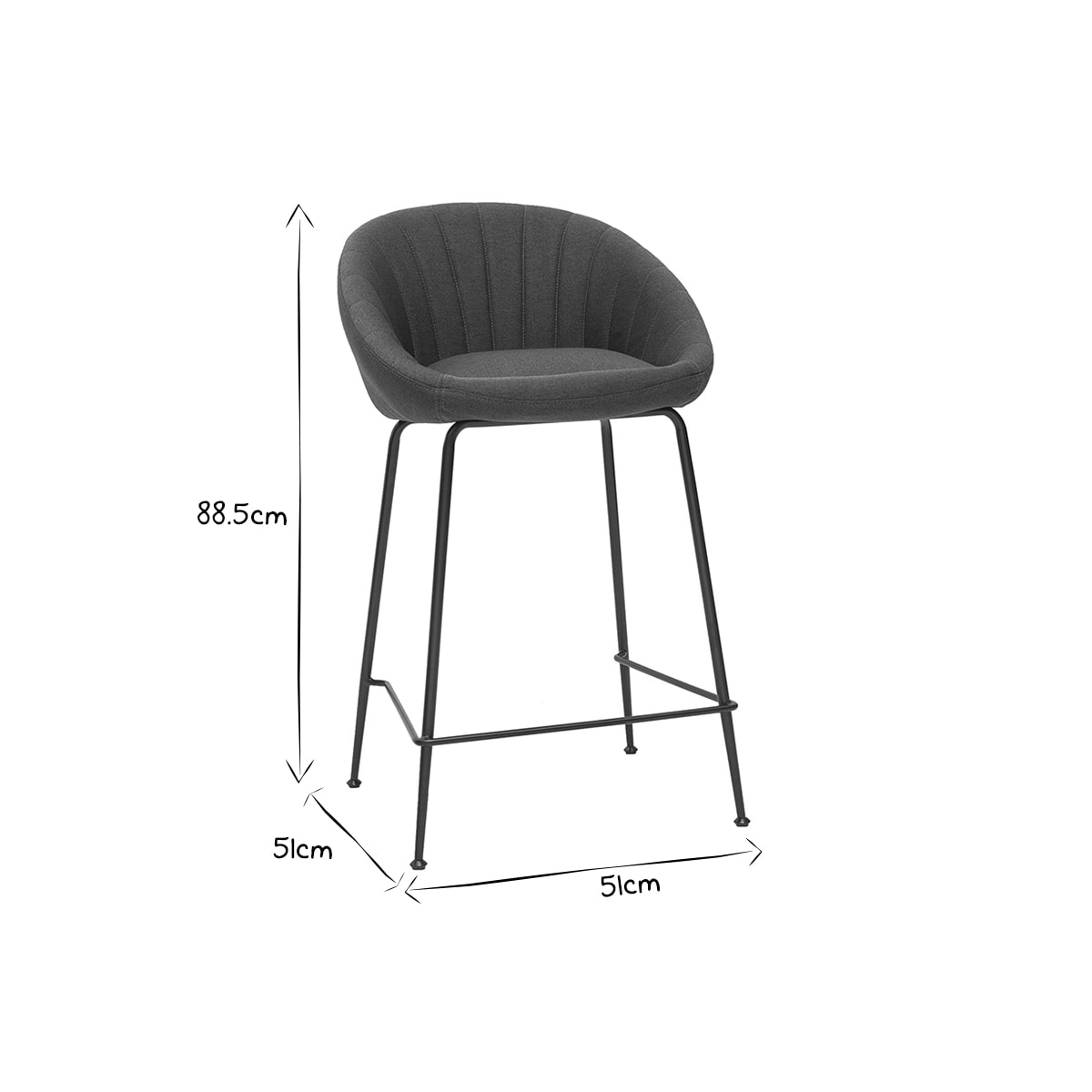 Tabourets de bar design tissu gris foncé 65 cm (lot de 2) SHERU
