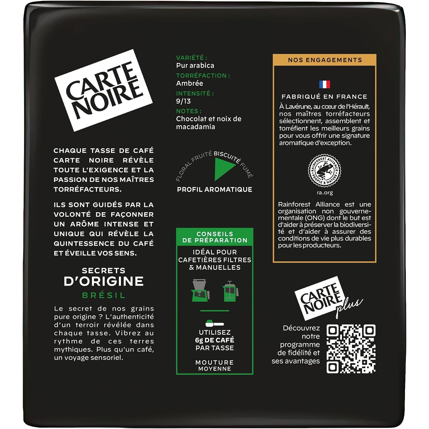 Café Moulu Brésil 2x250g - certifié Rainforest Alliance
