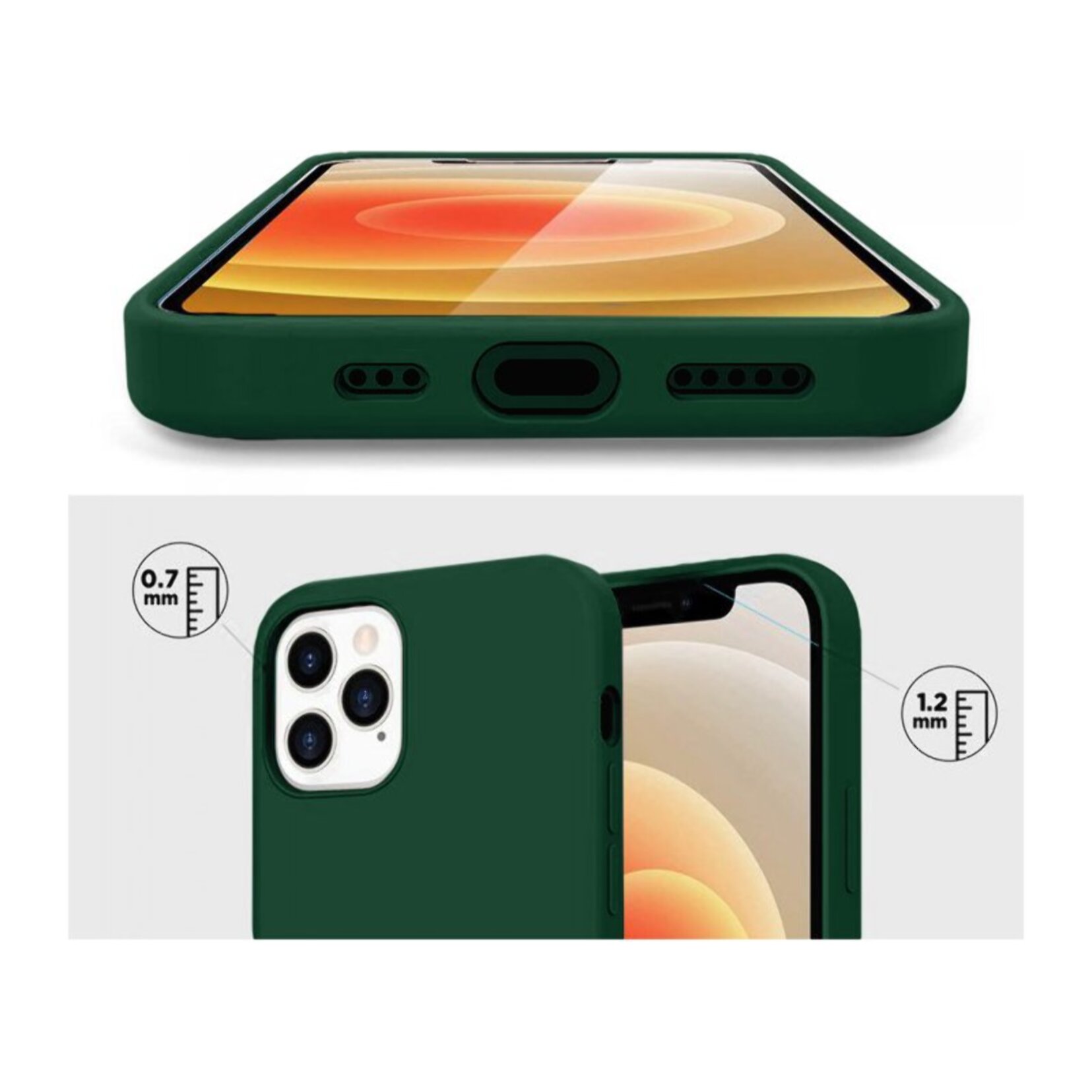 Coque iPhone 12/12 Pro Silicone liquide Vert Foret + 2 Vitres en Verre trempé Protection écran Antichocs