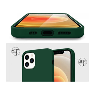 Coque iPhone 12/12 Pro Silicone liquide Vert Foret + 2 Vitres en Verre trempé Protection écran Antichocs