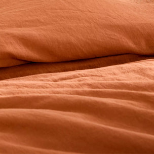 Housse de couette pur lin lavé 165 g/m² uni orange Le lin lave cuivre