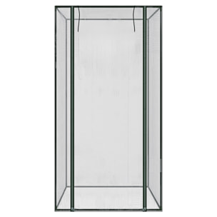 Serra Per Orto Giardino Terrazzo Balcone Senza Ripiani Struttura Metallo Verniciato Telo Trasparente PVC Con Porta Avvolgibile Apertura 95x70x190 Cm