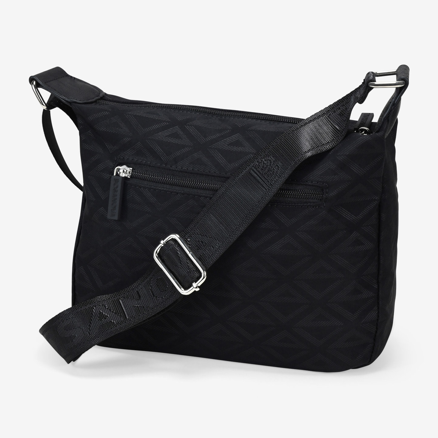 Bolso bandolera negro en nailon con bolsillos